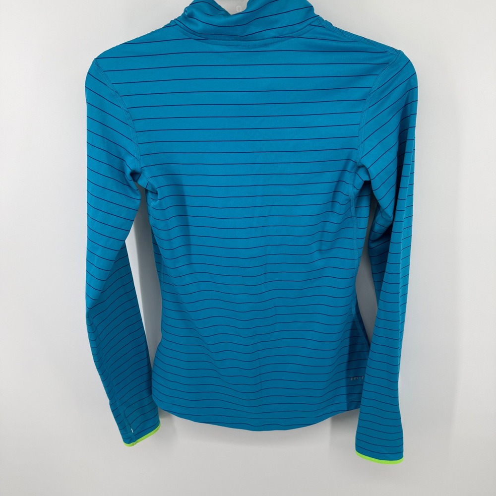 Nike Pro Dri-FIT Womens Small Blue Striped Quarter Zip Long Sleeve Top - Picture 3 of 5